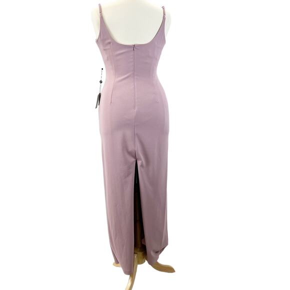NEW Adrianna Papell Womens 12 Slip Crepe Column Maxi Dress Dusty Pink Rose $139 - Picture 3 of 12